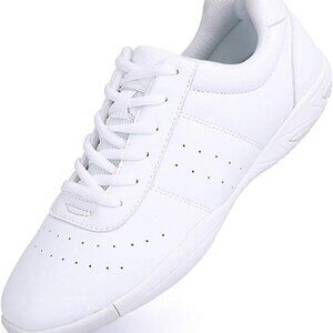 Cheer Shoes Women White Flat Sneakers Rubber Sole Microfiber Breathable